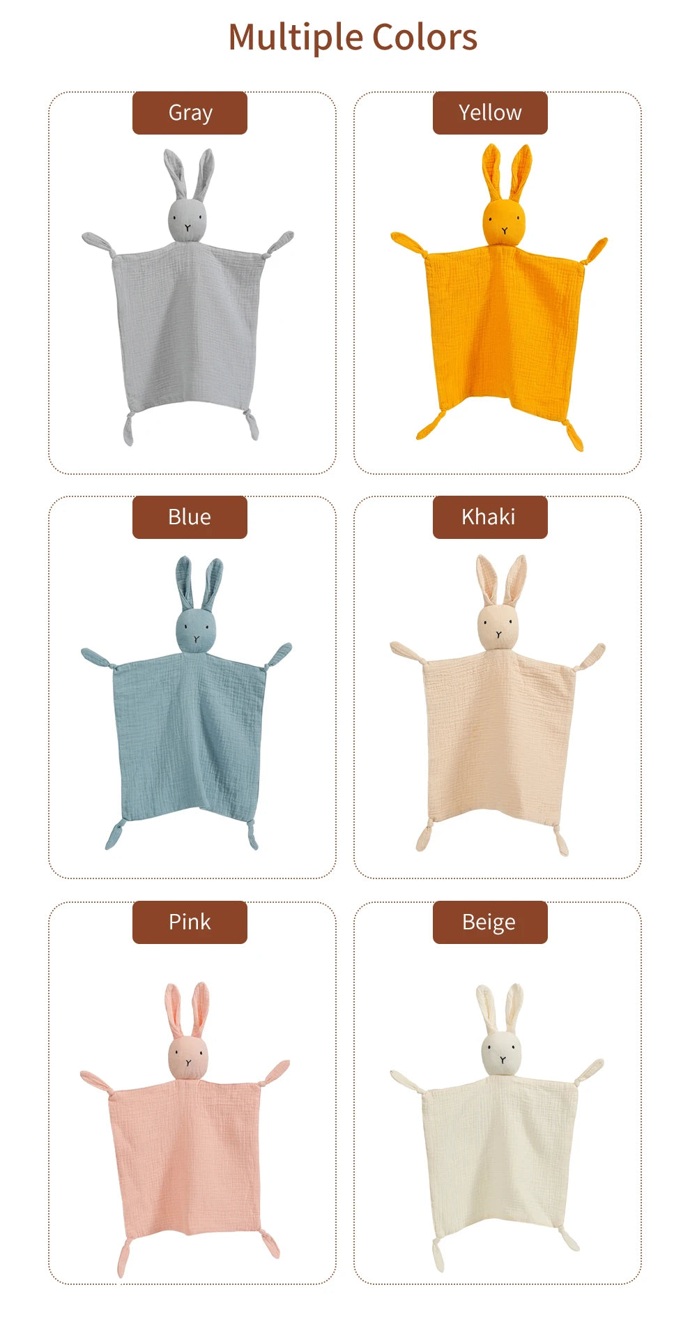 Serviette confort bébé mousseline coton - doudou bandana nouveau-né jouet éveil apaisement sommeil