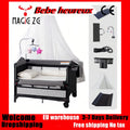 Lit bébé pliant portable hauteur réglable - berceau multifonction anti-basculement respirant côté dormeur