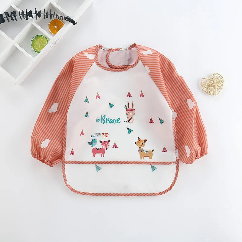 Bavoir tablier imperméable bébé manches longues - smock alimentation enfant plastron bavette vêtement