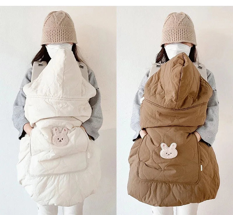 Cape à capuche bébé pour poussette et porte-bébé