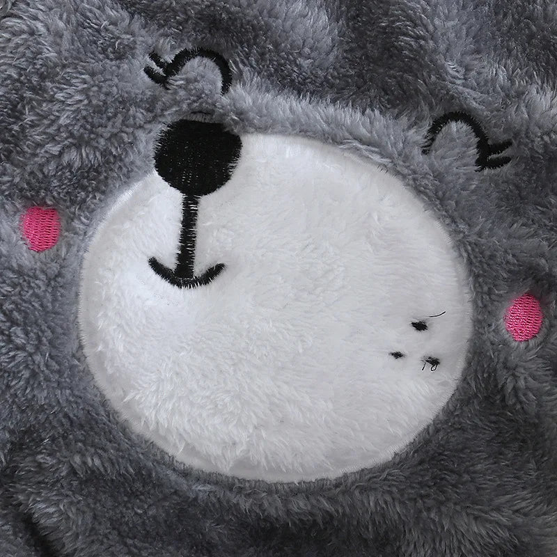 Combinaison bébé automne-hiver peluche chaud - grenouillère cartoon chien/lapin 0-2 ans