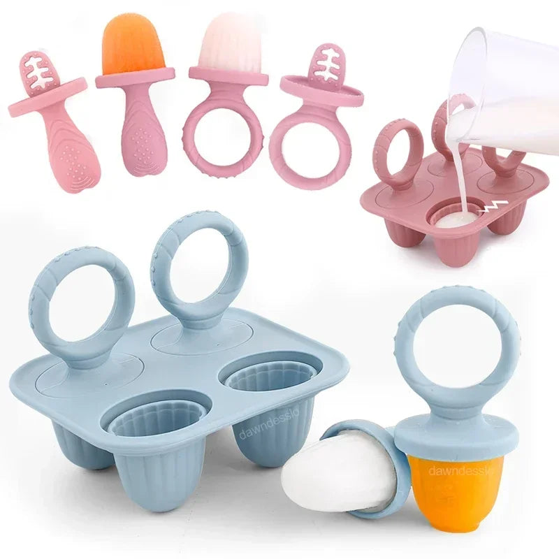 5 anneaux dentition bébé silicone BPA free - porte-aliments fruits légumes forme lapin anti-chute