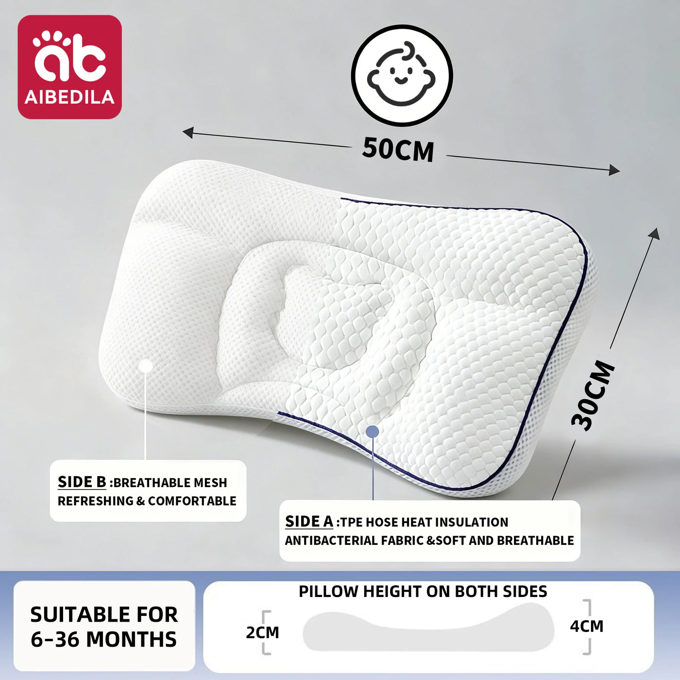 Oreiller orthopédique bébé Bouni — Anti-tête plate, ergonomique, pour nouveau-né
