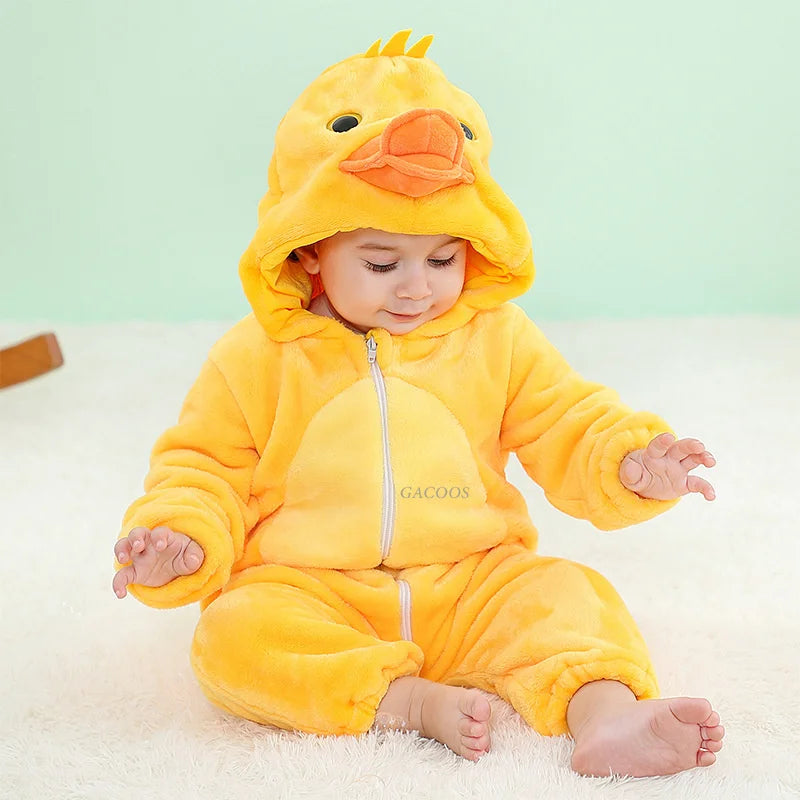 Combinaison pyjama bébé flanelle cartoon - grenouillère licorne/lapin/dinosaure animal