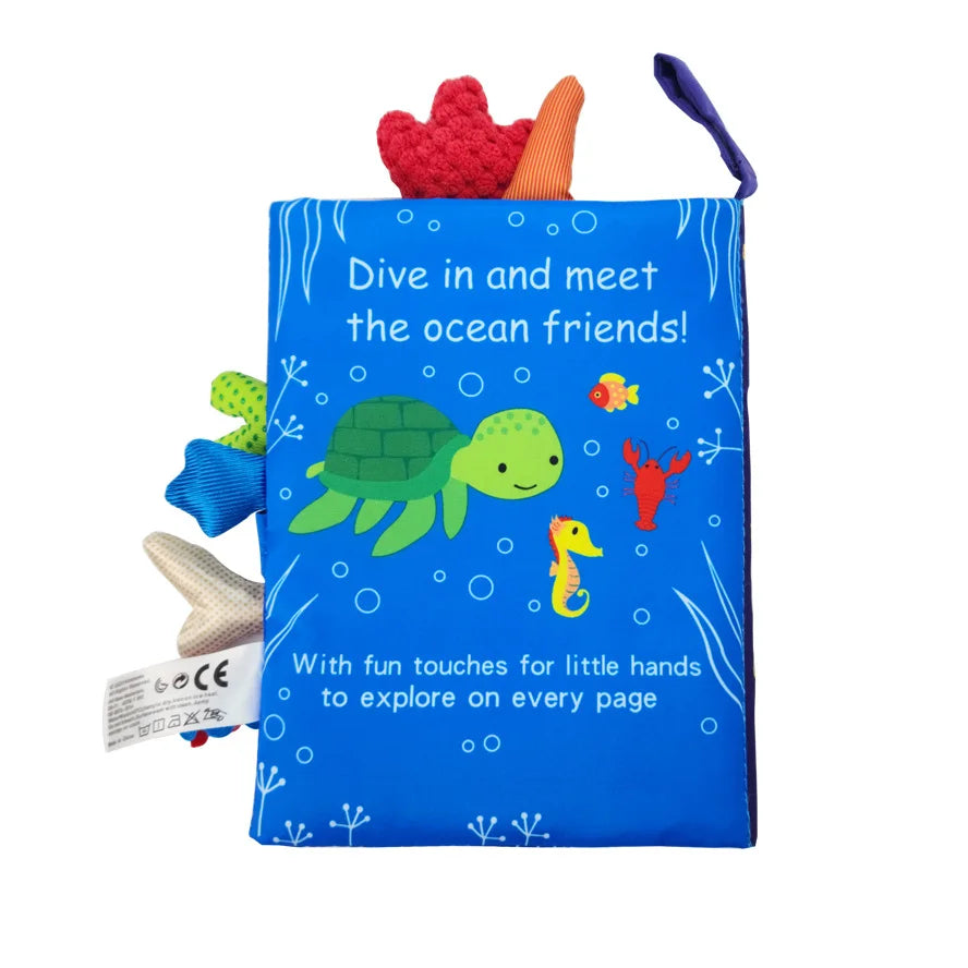Livre tissu bébé animaux Mybooni | Queue grelot éveil sensoriel 0-36M