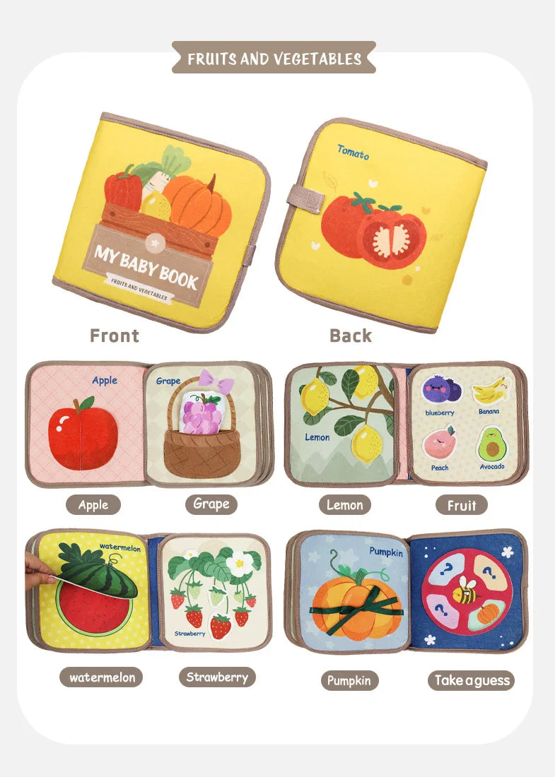 Busy book Montessori 3D feutrine Mybooni — Activités motrices livre sensoriel