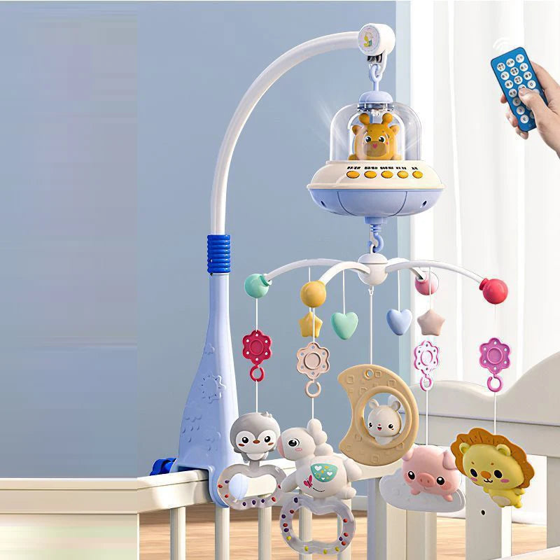 Mobile musical lumineux et projecteur pour lit bébé - télécommande jouet nouveau-né