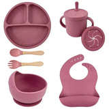 Set vaisselle bébé silicone sans BPA Mybooni — Bol ventouse assiette tasse couverts
