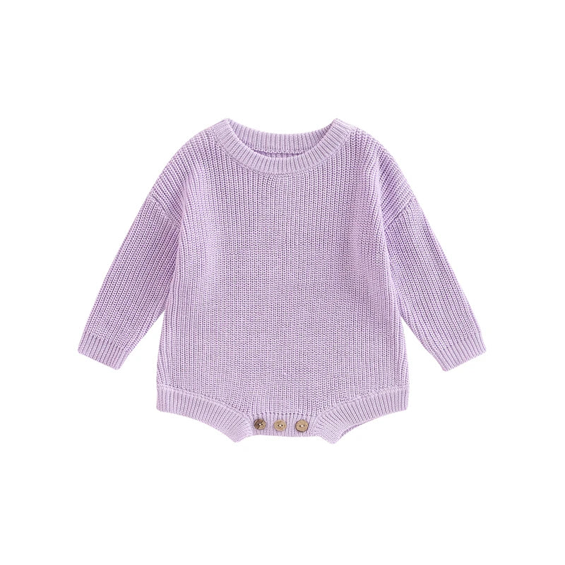 Combinaison tricot nouveau-né printemps-automne - grenouillère pull casual garçon fille 0-2 ans