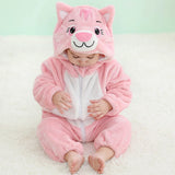 Combinaison pyjama bébé flanelle cartoon - grenouillère licorne/lapin/dinosaure animal
