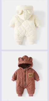 Combinaison hiver bébé fourrure intérieure - grenouillère ourson chaud 0-12 mois
